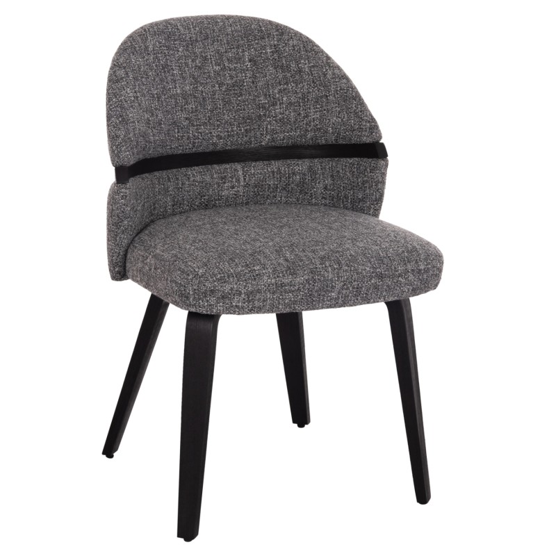 DINING CHAIR DEKKER FK18249.02 PLYWOOD IN BLACK--FABRIC IN GREY 50x60x80Hcm.