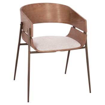 DINING ARMCHAIR KRILL FK18254.01 PLYWOOD IN WHITEWASH--META LEGS IN COPPER COLOR 55.5x55x72Hcm.