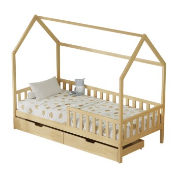 KIDS' BED WITH DRAWERS PHYLLIS FK724.01 PINE WOOD IN NATURAL 196x97x161Hcm.