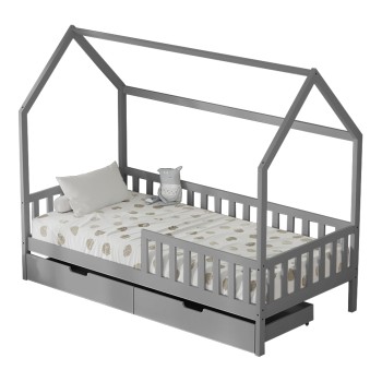 KIDS' BED WITH DRAWERS PHYLLIS FK724.05 PINE WOOD IN GREY 196x97x161Hcm.