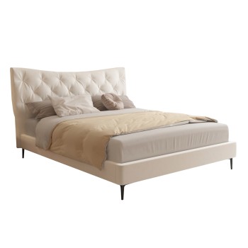DOUBLE BED JILL FK737.03 FABRIC IN BEIGE--FOR MATTRESS 160x200cm