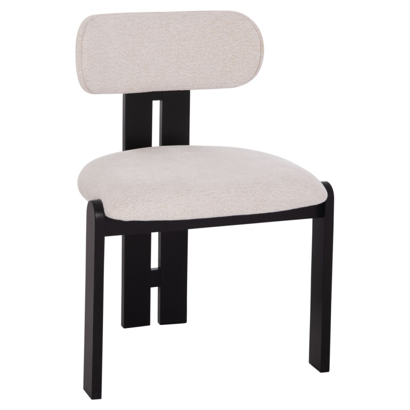 DINING CHAIR KARVO FK18252.02 FABRIC IN CREAM WHITE--WOOD IN BLACK 57x50x78.5Hcm. DINING CHAIR KARVO FK18252.02 FABRIC IN CREAM WHITE--WOOD IN BLACK 57x50x78.5Hcm.