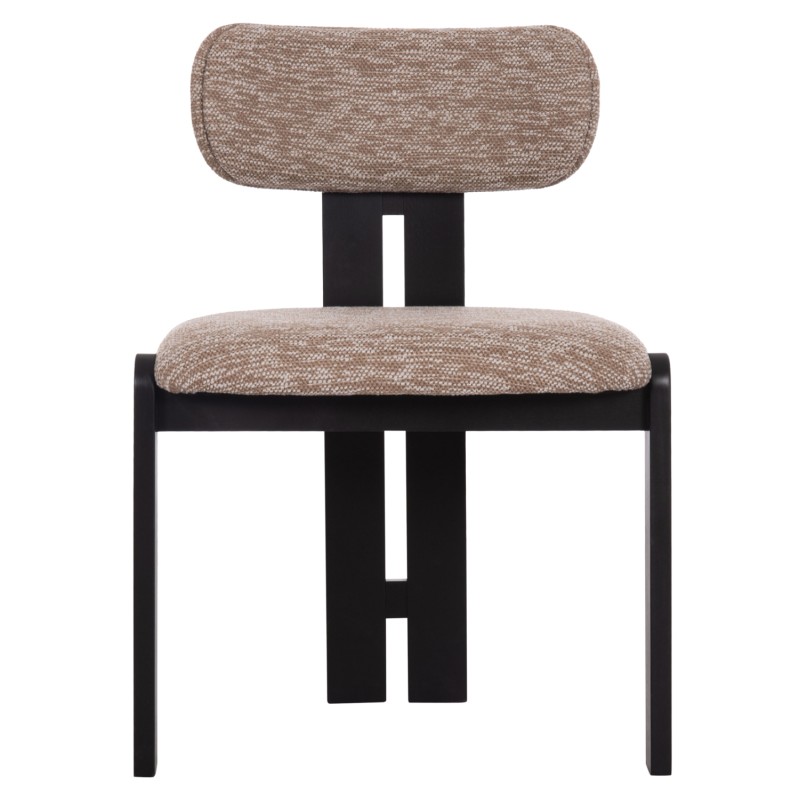 DINING CHAIR KARVO FK18252.03 FABRIC IN BROWN--WOOD IN BLACK 57x50x78.5Hcm. DINING CHAIR KARVO FK18252.03 FABRIC IN BROWN--WOOD IN BLACK 57x50x78.5Hcm.