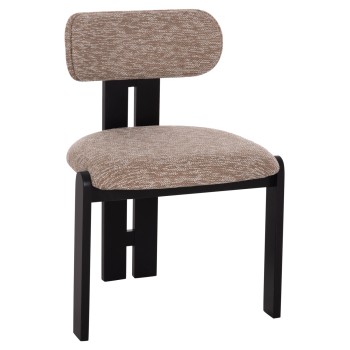 DINING CHAIR KARVO FK18252.03 FABRIC IN BROWN--WOOD IN BLACK 57x50x78.5Hcm.
