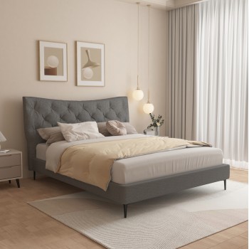 DOUBLE BED JILL FK737.01 FABRIC IN GREY--FOR MATTRESS 160x200cm