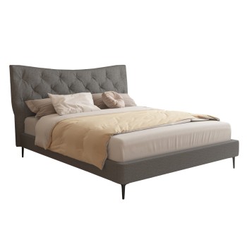 DOUBLE BED JILL FK737.01 FABRIC IN GREY--FOR MATTRESS 160x200cm
