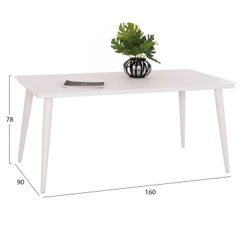 ALUMINUM DINING TABLE RECTANGULAR HIGER FK6291.02 WHITE 160x90x78Hcm. ALUMINUM DINING TABLE RECTANGULAR HIGER FK6291.02 WHITE 160x90x78Hcm.