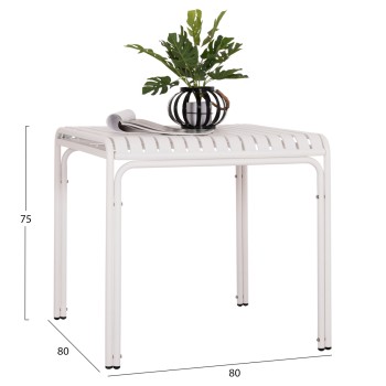 OUTDOOR SQUARE ALUMINUM TABLE RACHEL FK6338.02 WHITE COLOR 80x80x75Hcm.