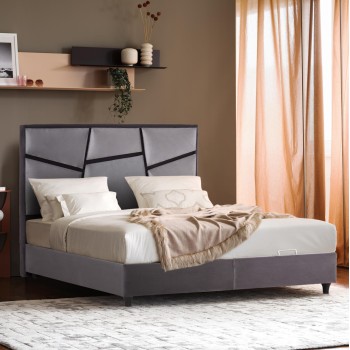 DOUBLE BED IRIDA WITH MATTRESS & STORAGE SPACE FK21166 GREY VELVET--FOR 160x200cm. DOUBLE BED IRIDA WITH MATTRESS & STORAGE SPACE FK21166 GREY VELVET--FOR 160x200cm.