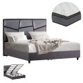 DOUBLE BED IRIDA WITH MATTRESS & STORAGE SPACE FK21166 GREY VELVET--FOR 160x200cm. DOUBLE BED IRIDA WITH MATTRESS & STORAGE SPACE FK21166 GREY VELVET--FOR 160x200cm.