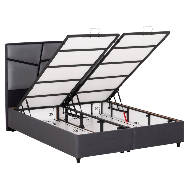 DOUBLE BED IRIDA WITH MATTRESS & STORAGE SPACE FK21166 GREY VELVET--FOR 160x200cm. DOUBLE BED IRIDA WITH MATTRESS & STORAGE SPACE FK21166 GREY VELVET--FOR 160x200cm.