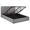DOUBLE BED WITH MATTRESS & STORAGE SPACE ALLIE FK21170 GREY FABRIC--FOR 160X200cm.