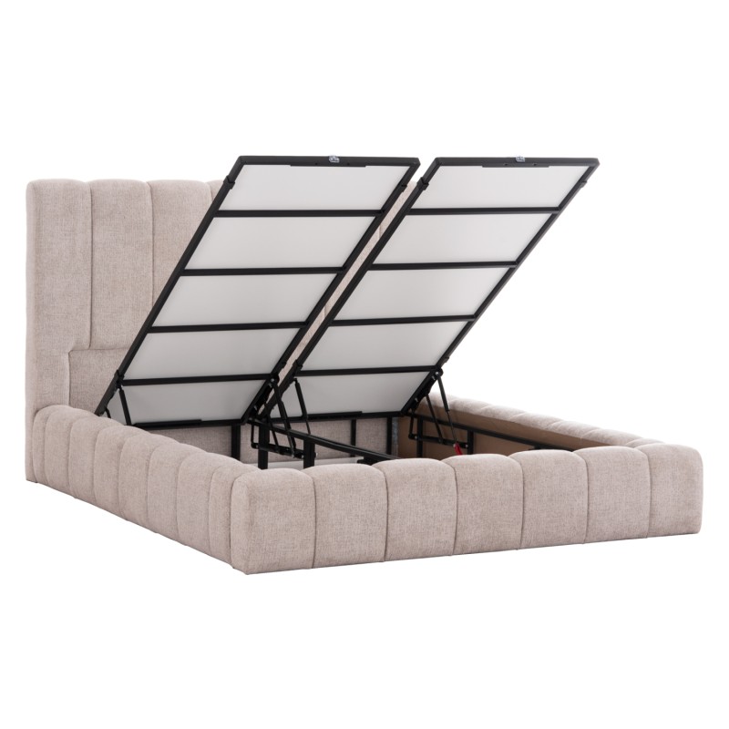 BED WITH STORAGE SPACE REMO FK719.10 TEDDY FABRIC IN BEIGE-FOR MATTRESS 160x200cm. BED WITH STORAGE SPACE REMO FK719.10 TEDDY FABRIC IN BEIGE-FOR MATTRESS 160x200cm.