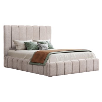 BED WITH STORAGE SPACE REMO FK719.10 TEDDY FABRIC IN BEIGE-FOR MATTRESS 160x200cm.
