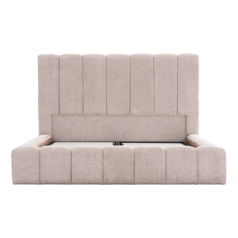 BED WITH STORAGE SPACE REMO FK719.10 TEDDY FABRIC IN BEIGE-FOR MATTRESS 160x200cm. BED WITH STORAGE SPACE REMO FK719.10 TEDDY FABRIC IN BEIGE-FOR MATTRESS 160x200cm.