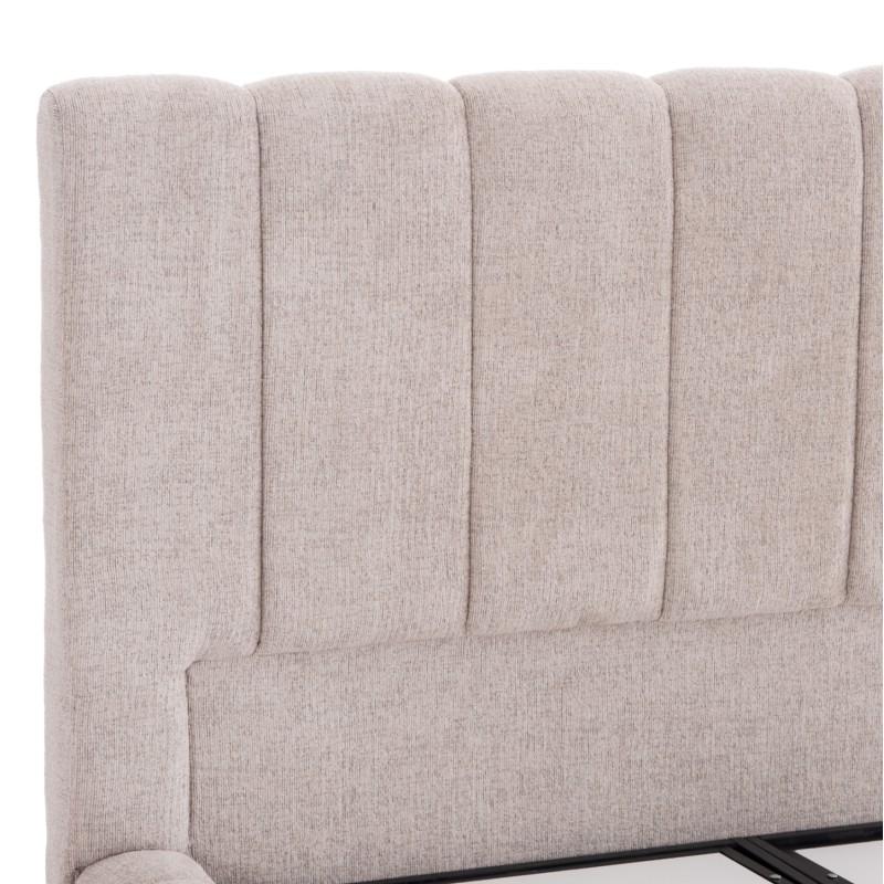 BED WITH STORAGE SPACE REMO FK719.10 TEDDY FABRIC IN BEIGE-FOR MATTRESS 160x200cm. BED WITH STORAGE SPACE REMO FK719.10 TEDDY FABRIC IN BEIGE-FOR MATTRESS 160x200cm.