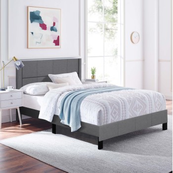 DOUBLE BED WITH MATTRESS TRILLOP FK21202.12 GREY FABRIC--FOR 160X200cm. DOUBLE BED WITH MATTRESS TRILLOP FK21202.12 GREY FABRIC--FOR 160X200cm.