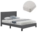 DOUBLE BED WITH MATTRESS TRILLOP FK21202.12 GREY FABRIC--FOR 160X200cm.