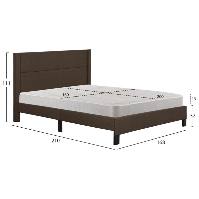 DOUBLE BED WITH MATTRESS TRILLOP FK21202.13 BROWN FABRIC--FOR 160X200cm. DOUBLE BED WITH MATTRESS TRILLOP FK21202.13 BROWN FABRIC--FOR 160X200cm.