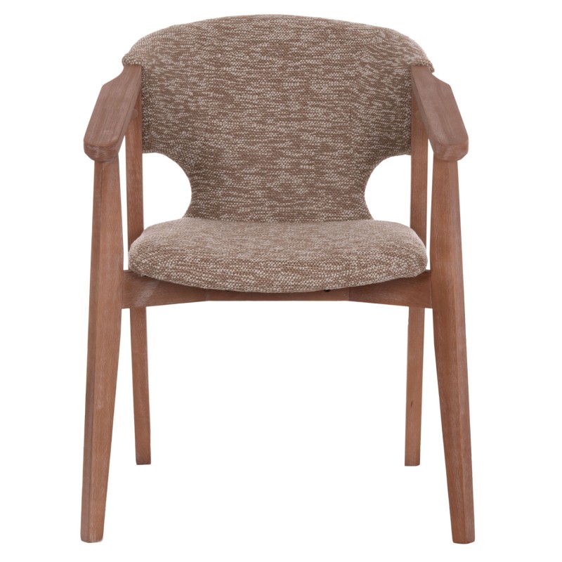 DINING ARMCHAIR YEGER FK9995.03 BEECH WOOD IN WHITEWASH-BROWN FABRIC 59x58x78Hcm.
