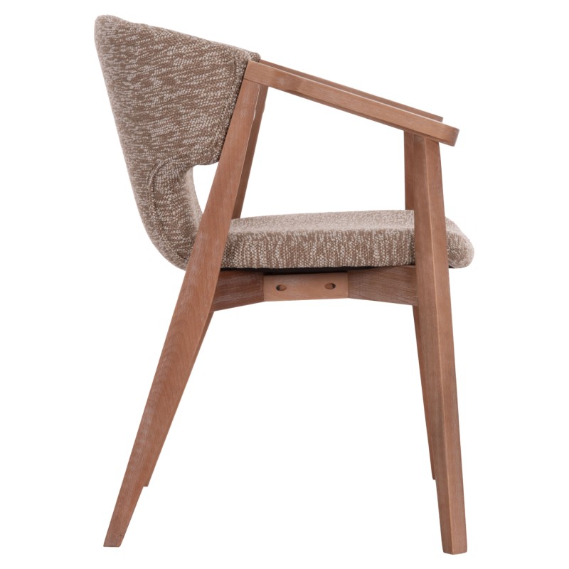 DINING ARMCHAIR YEGER FK9995.03 BEECH WOOD IN WHITEWASH-BROWN FABRIC 59x58x78Hcm.