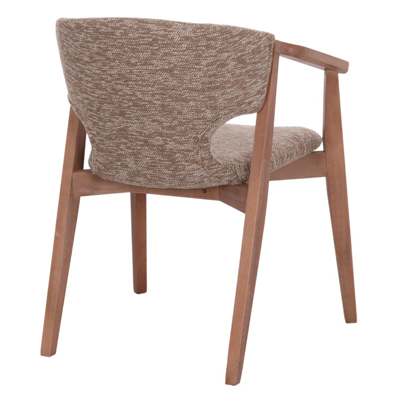 DINING ARMCHAIR YEGER FK9995.03 BEECH WOOD IN WHITEWASH-BROWN FABRIC 59x58x78Hcm.