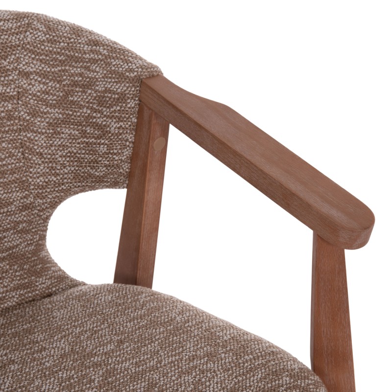 DINING ARMCHAIR YEGER FK9995.03 BEECH WOOD IN WHITEWASH-BROWN FABRIC 59x58x78Hcm.