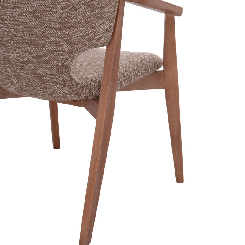 DINING ARMCHAIR YEGER FK9995.03 BEECH WOOD IN WHITEWASH-BROWN FABRIC 59x58x78Hcm.