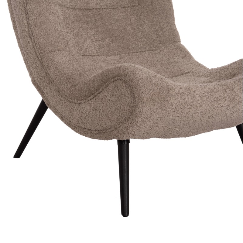 LOUNGE CHAIR BRYM FK9605.08 DARK BEIGE BOUCLE FABRIC-BLACK WOODEN LEGS 80x95x95Hcm. LOUNGE CHAIR BRYM FK9605.08 DARK BEIGE BOUCLE FABRIC-BLACK WOODEN LEGS 80x95x95Hcm.