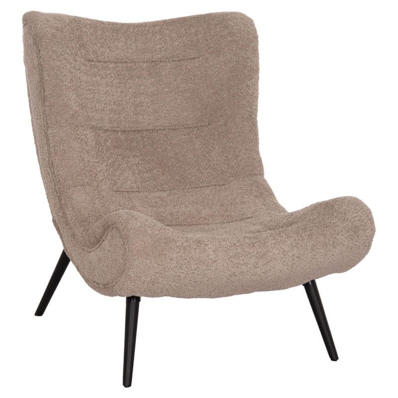 LOUNGE CHAIR BRYM FK9605.08 DARK BEIGE BOUCLE FABRIC-BLACK WOODEN LEGS 80x95x95Hcm. LOUNGE CHAIR BRYM FK9605.08 DARK BEIGE BOUCLE FABRIC-BLACK WOODEN LEGS 80x95x95Hcm.