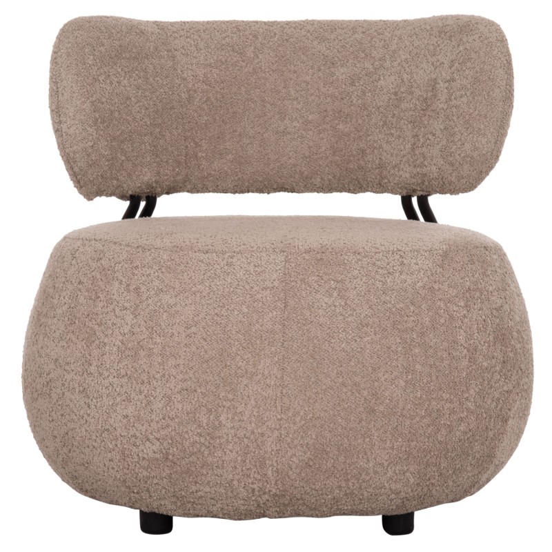 LOUNGE CHAIR ROUND KARSEN FK9598.08 DARK BEIGE BOUCLE FABRIC 79x82x74Hcm.