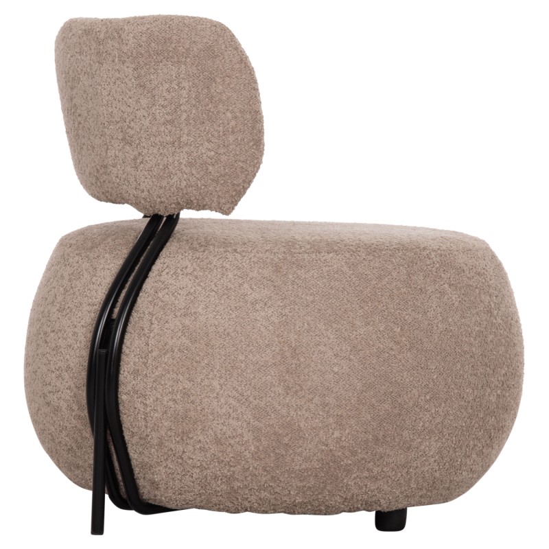 LOUNGE CHAIR ROUND KARSEN FK9598.08 DARK BEIGE BOUCLE FABRIC 79x82x74Hcm.