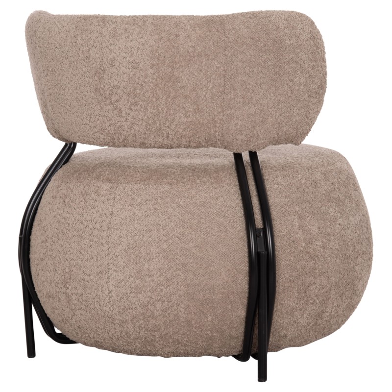 LOUNGE CHAIR ROUND KARSEN FK9598.08 DARK BEIGE BOUCLE FABRIC 79x82x74Hcm.