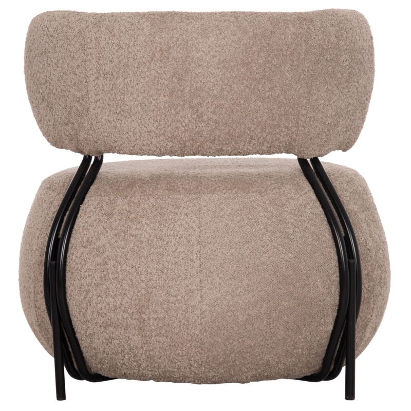 LOUNGE CHAIR ROUND KARSEN FK9598.08 DARK BEIGE BOUCLE FABRIC 79x82x74Hcm.