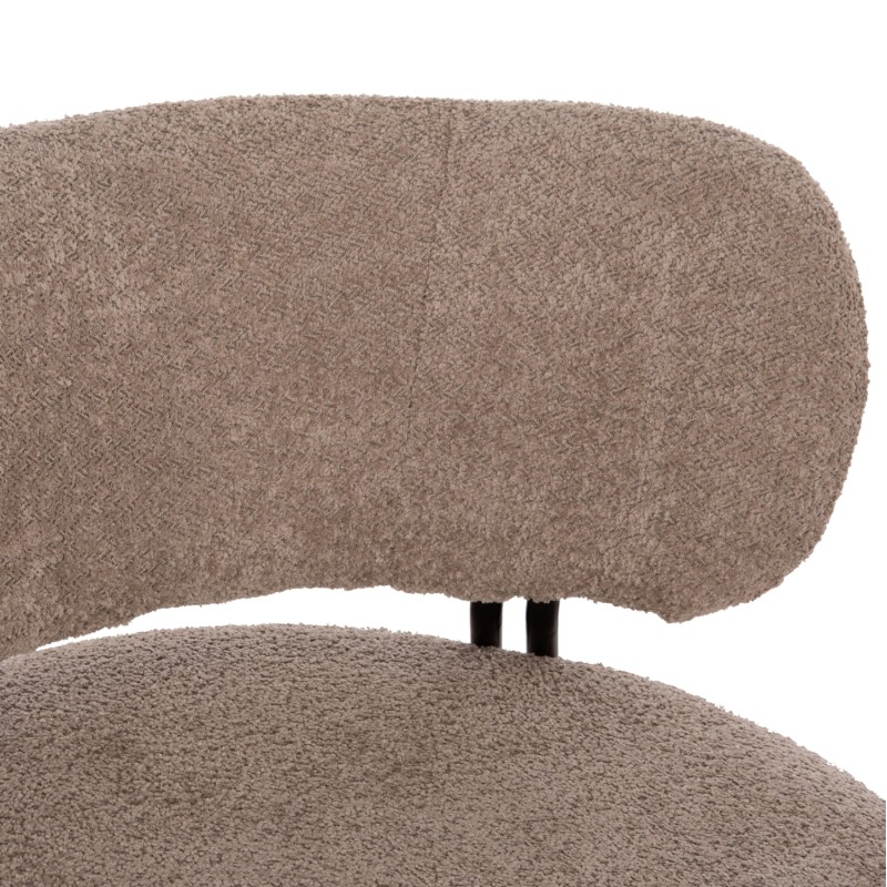 LOUNGE CHAIR ROUND KARSEN FK9598.08 DARK BEIGE BOUCLE FABRIC 79x82x74Hcm.