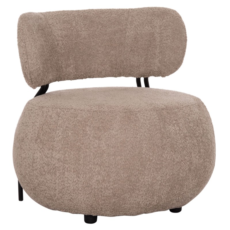 LOUNGE CHAIR ROUND KARSEN FK9598.08 DARK BEIGE BOUCLE FABRIC 79x82x74Hcm.