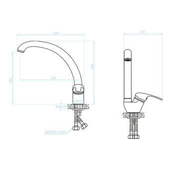 FAUCET FOR KITCHEN COUNTERTOP FK4868.02 MEDIUM HEIGHT-BEIGE--25.6x14.9x24.2Hcm. FAUCET FOR KITCHEN COUNTERTOP FK4868.02 MEDIUM HEIGHT-BEIGE--25.6x14.9x24.2Hcm.