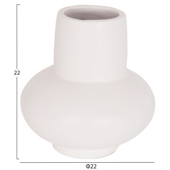 TABLE DECORATIVE VASE LEMA FK4664.02S TERRACOTA IN WHITE--Φ22x22Hcm.