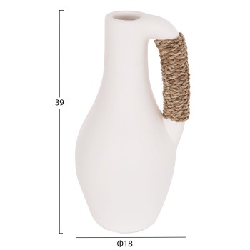 TABLE DECORATIVE VASE CAMMER FK4687.02L TERRACOTA IN WHITE--Φ18x39Hcm. TABLE DECORATIVE VASE CAMMER FK4687.02L TERRACOTA IN WHITE--Φ18x39Hcm.