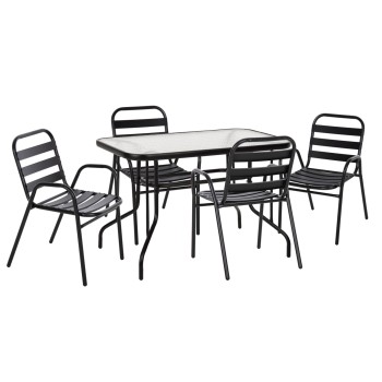 OUTDOOR DINING SET 5PCS ADAM FK21219.01 METAL CHAIRS & TABLE 110x60 BLACK