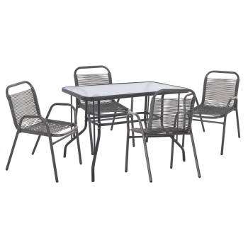 OUTDOOR DINING SET 5PCS AVRIL FK21221 METAL CHAIRS & TABLE 110x60 GREY