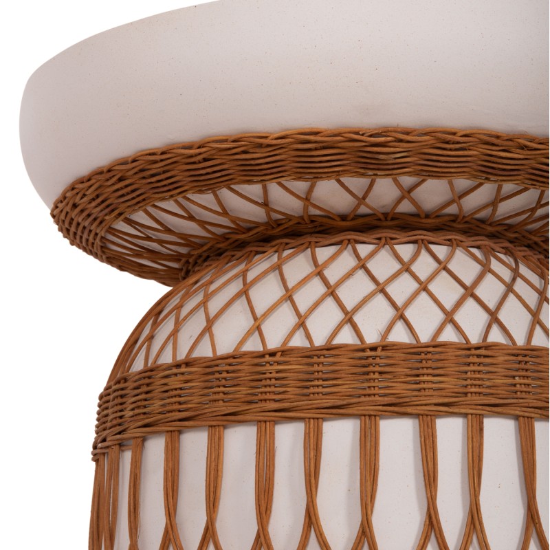 SIDE TABLE ROUND PRILEP FK18159.02 FIBER CEMENT IN WHITE & RATTAN--Φ60x76.5Hcm. SIDE TABLE ROUND PRILEP FK18159.02 FIBER CEMENT IN WHITE & RATTAN--Φ60x76.5Hcm.