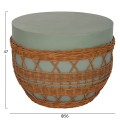 COFFEE TABLE ROUND VILHENA FK18165 FIBER CEMENT GREEN--NATURAL RATTAN Φ56x47Hcm. COFFEE TABLE ROUND VILHENA FK18165 FIBER CEMENT GREEN--NATURAL RATTAN Φ56x47Hcm.
