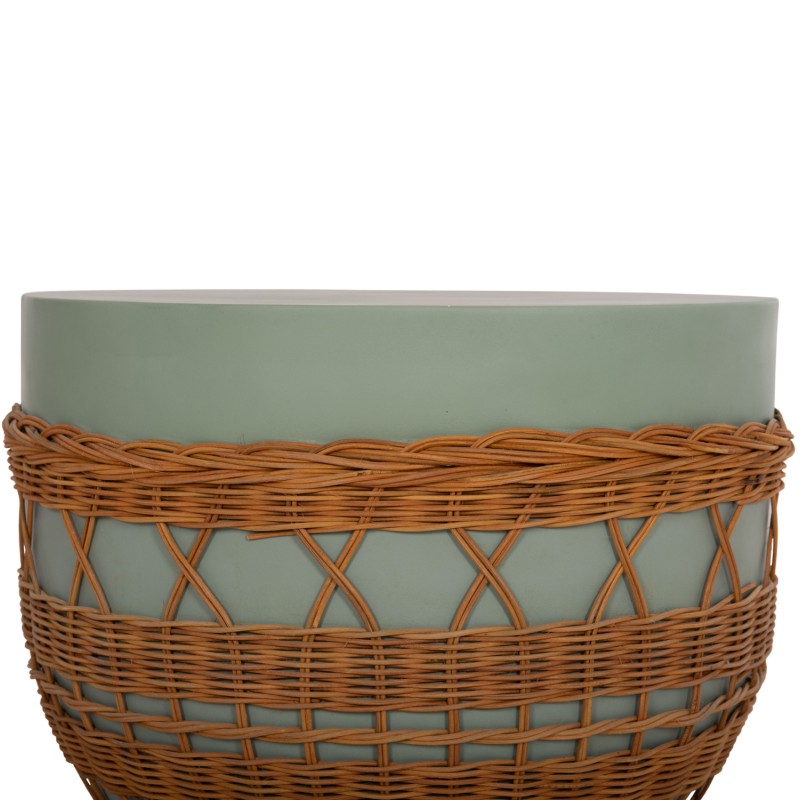 COFFEE TABLE ROUND VILHENA FK18165 FIBER CEMENT GREEN--NATURAL RATTAN Φ56x47Hcm. COFFEE TABLE ROUND VILHENA FK18165 FIBER CEMENT GREEN--NATURAL RATTAN Φ56x47Hcm.