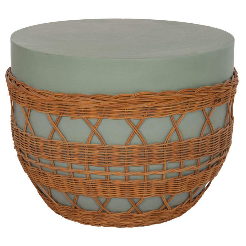 COFFEE TABLE ROUND VILHENA FK18165 FIBER CEMENT GREEN--NATURAL RATTAN Φ56x47Hcm. COFFEE TABLE ROUND VILHENA FK18165 FIBER CEMENT GREEN--NATURAL RATTAN Φ56x47Hcm.