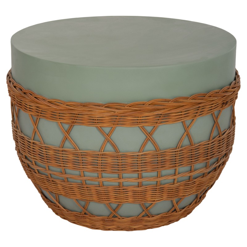 COFFEE TABLE ROUND VILHENA FK18165 FIBER CEMENT GREEN--NATURAL RATTAN Φ56x47Hcm. COFFEE TABLE ROUND VILHENA FK18165 FIBER CEMENT GREEN--NATURAL RATTAN Φ56x47Hcm.