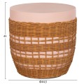 SIDE TABLE ROUND VILHENA FK18166 FIBER CEMENT PINK--NATURAL RATTAN Φ44.5x45Hcm.