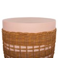 SIDE TABLE ROUND VILHENA FK18166 FIBER CEMENT PINK--NATURAL RATTAN Φ44.5x45Hcm.