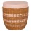 SIDE TABLE ROUND VILHENA FK18166 FIBER CEMENT PINK--NATURAL RATTAN Φ44.5x45Hcm.