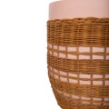 SIDE TABLE ROUND VILHENA FK18166 FIBER CEMENT PINK--NATURAL RATTAN Φ44.5x45Hcm.